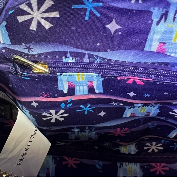 Loungefly Cinderella Castle Chain Strap Crossbody Bag Blue-Purple - Picture 9 of 13